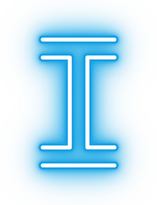 Neon blue letter I icon